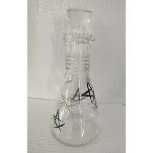 Vintage Starburst Oil & Vinegar Cruet Bottles w/ Glass Stopper 6"